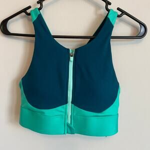 Fabletics Ella High Impact Support Zip Front Sports Bra Teal Aqua XS
